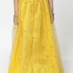 studio rasa Girls Yellow Embroidered Maxi Flared Skirts-picture-22