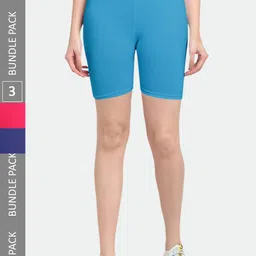 Jinfo Women Pack Of 3 Cotton Sports Shorts-picture-36