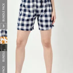 BAESD Women Multicoloured Checked High-Rise Technology Shorts-image-19