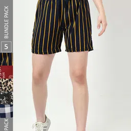 BAESD Women Multicoloured Checked High-Rise Technology Shorts-image-20