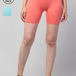 Apraa & Parma Pack Of 2 Women Slim Fit Cycling Sports Shorts-image-87