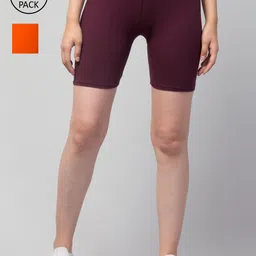 Apraa & Parma Pack Of 2 Women Slim Fit Cotton Cycling Sports Shorts-picture-29