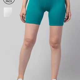 Apraa & Parma Women White & Blue Slim Fit Sports Shorts-picture-38