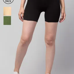 Apraa & Parma Women Pack of 3 Slim Fit Cycling Sports Shorts-picture-19