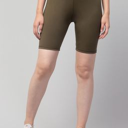 Apraa & Parma Women Olive Green Skinny Fit Cycling Sports Shorts-picture-9
