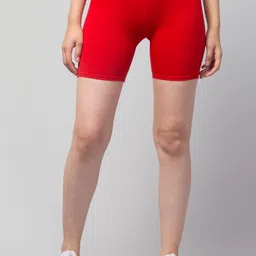 Apraa & Parma Women Red Solid Cotton Skinny Fit Cycling Sports Shorts-picture-10