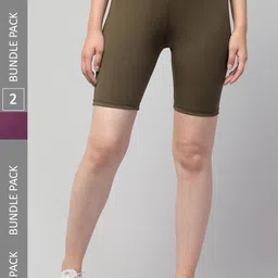 Apraa & Parma Women Pack of 2 Skinny Fit High-Rise Running Sports Cotton Shorts-picture-21