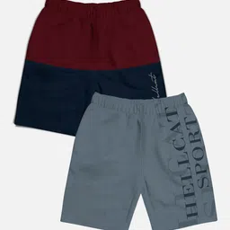 HELLCAT Boys Pack Of 2 Typography Printed Cotton Shorts image 1