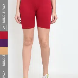 Jinfo Women Pack Of 3 Mid-Rise Sports Shorts-picture-39