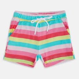 Pantaloons Junior Girls Multicoloured Striped Shorts-picture-53