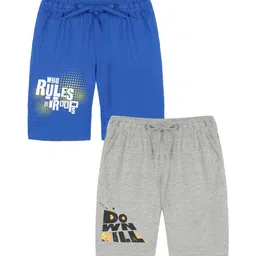 KiddoPanti Boys Pack of 2 Typography Printed Pure Cotton Regular Shorts-picture-36