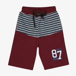 Alan Jones Boys Maroon Striped Outdoor Shorts-image-4