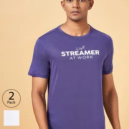 Ajile by Pantaloons Pack Of 2 Typography Printed Cotton T-shirts-picture-29