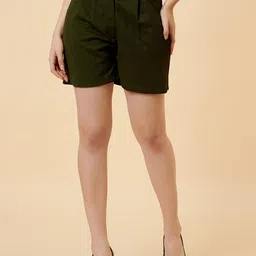 enzeo Women Olive Green High-Rise Shorts-picture-57