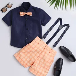 BAESD Boys Checked Silk Cotton Shirt with Shorts & Suspenders-picture-27