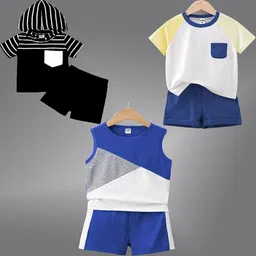 BAESD Infants Pack Of 3 Printed Pure Cotton T-shirt with Shorts-picture-47