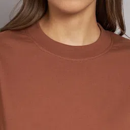 Imsa Moda Typography Printed Drop-Shoulder Sleeves Cotton Oversized T-shirt image 5