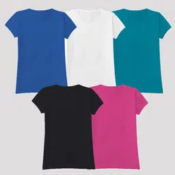 KUCHIPOO Girls Multicoloured & yale blue 5 Printed Extended Sleeves T-shirt image 2