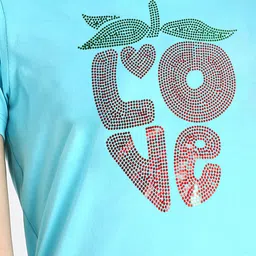 shashvi Women Turquoise Blue Typography Printed Cotton T-shirt image 5