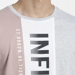 METTLE Men Pink & Grey Typography Colourblocked T-shirt image 2