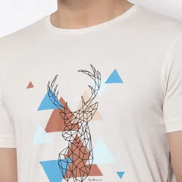 Red Tape Men Off White Printed Pure Cotton T-shirt image 5