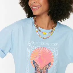Trendyol Women  Pure Cotton Printed T-shirt image 2