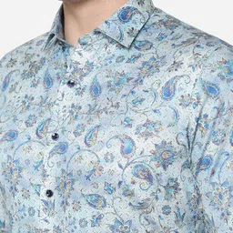 JB STUDIO Men Slim Fit Printed Pure Cotton Formal Shirt image 5