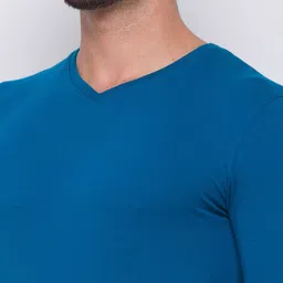 Being Human Men Blue Typography V-Neck Applique T-shirt image 3