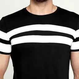 AUSK Men Black Striped T-shirt image 3