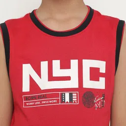 Octave Boys Typography Printed Sleeveless Cotton T-shirt image 3