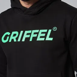 GRIFFEL Men Black Printed Hooded Sweatshirt image 2