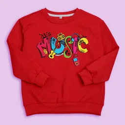 NUSYL Kids Typography Printed Fleece Oversized Sweatshirt image 2