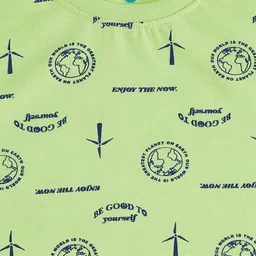Pantaloons Junior Boys Lime Green Printed Henley Neck T-shirt image 2