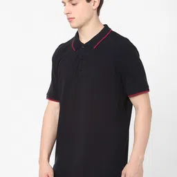 Celio Men Black Polo Collar T-shirt image 5