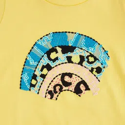 Pantaloons Junior Girls Yellow Printed T-shirt image 3