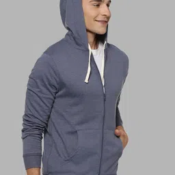 Campus Sutra Men Blue Hooded Cotton Sweatshirt image 3