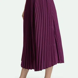 AASK Purple Accordion Pleats A-Line Maxi Skirt image 4