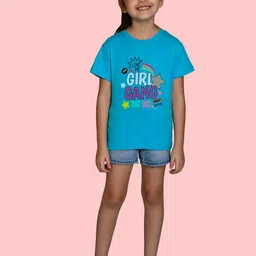 NUSYL Girls Typography Printed Cotton T-shirt image 2