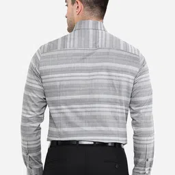 Greenfibre Men Cotton Slim Fit Horizontal Stripes Striped Formal Shirt image 5