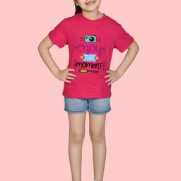 NUSYL Girls Typography Printed Round Neck T-shirt image 2