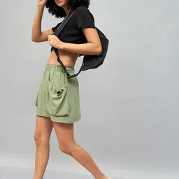 SASSAFRAS Olive A-Line Mini Skirt image 3