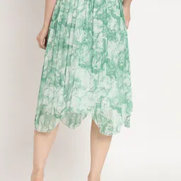 NUEVOSDAMAS Women Abstract Printed Flared Pleated Maxi Skirt image 3