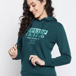 Duke Women Green Printed Hooded Sweatshirt image 4