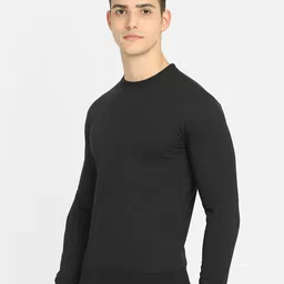 DYCA Men Black Solid Round Neck Fleece Sweatshirt image 4