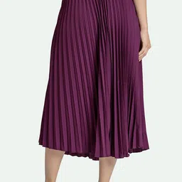 AASK Purple Accordion Pleats A-Line Maxi Skirt image 2