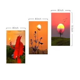 999Store Set Of 3 Rising Sun Sky Over Beautiful Flower Framed Wall Arts image 4