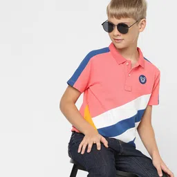 Jack & Jones Junior Boys Colourblocked Polo Collar Cotton T-shirt image 2