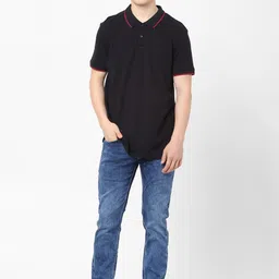 Celio Men Black Polo Collar T-shirt image 2