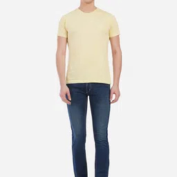 Greenfibre Men Yellow Solid Slim Fit T-shirt image 3
