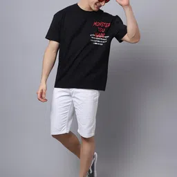 DOOR74 Men Black Typography Printed Loose T-shirt image 2